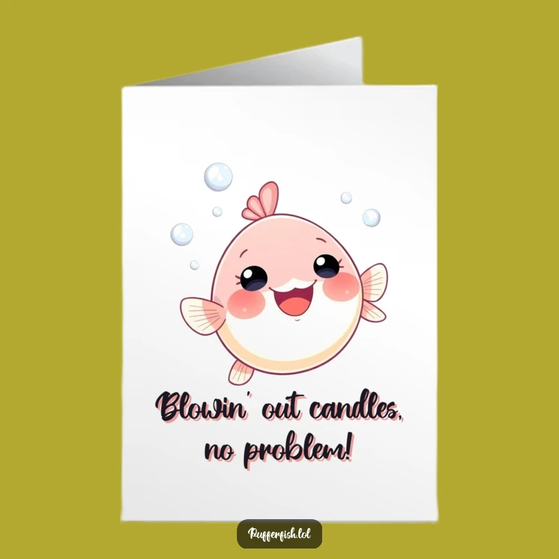 Free Printable Birthday Card: Funny Pufferfish Ascending For A Joyful Celebration