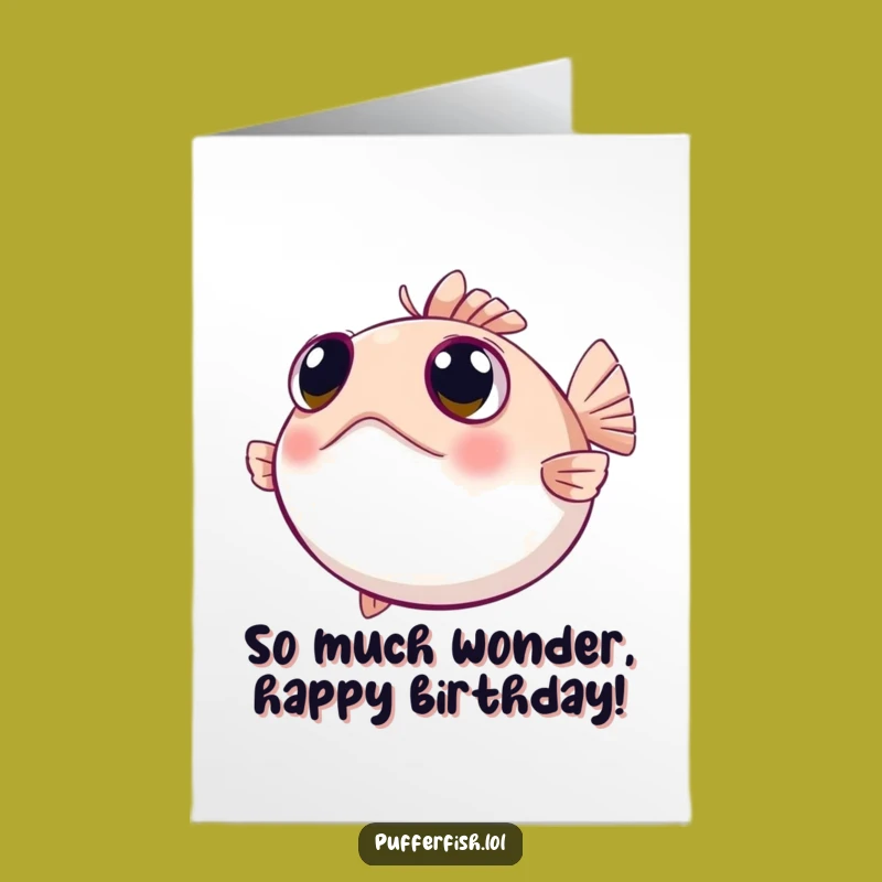 Free Printable Birthday Card: Curious Pufferfish Eyes - Fun Download!