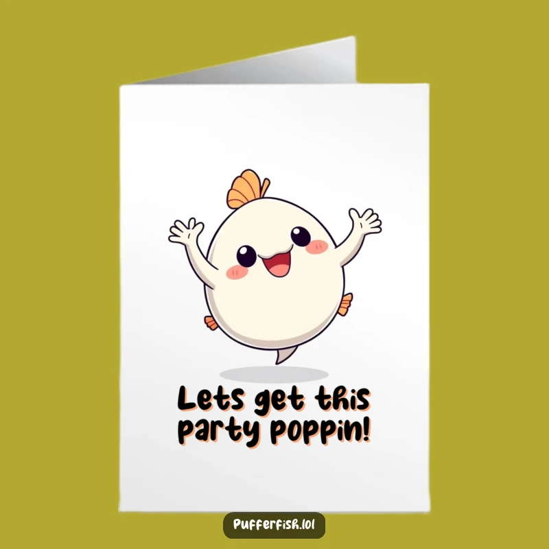 Free Printable Birthday Card: Happy Dancing Pufferfish - Funny Downloadable Gift