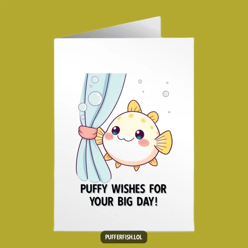 Free Printable Kawaii Pufferfish Birthday Card Cheerful Bubbles Funny Fish Downloadable Greeting