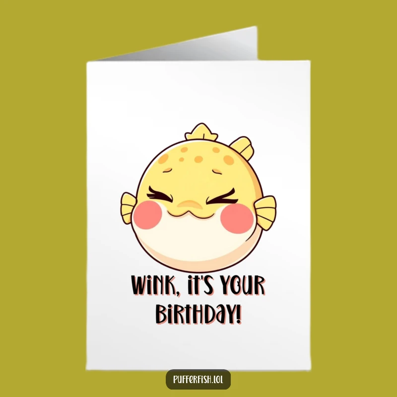 Free Printable Winking Pufferfish Birthday Card: Cheeky & Funny Downloadable Gift