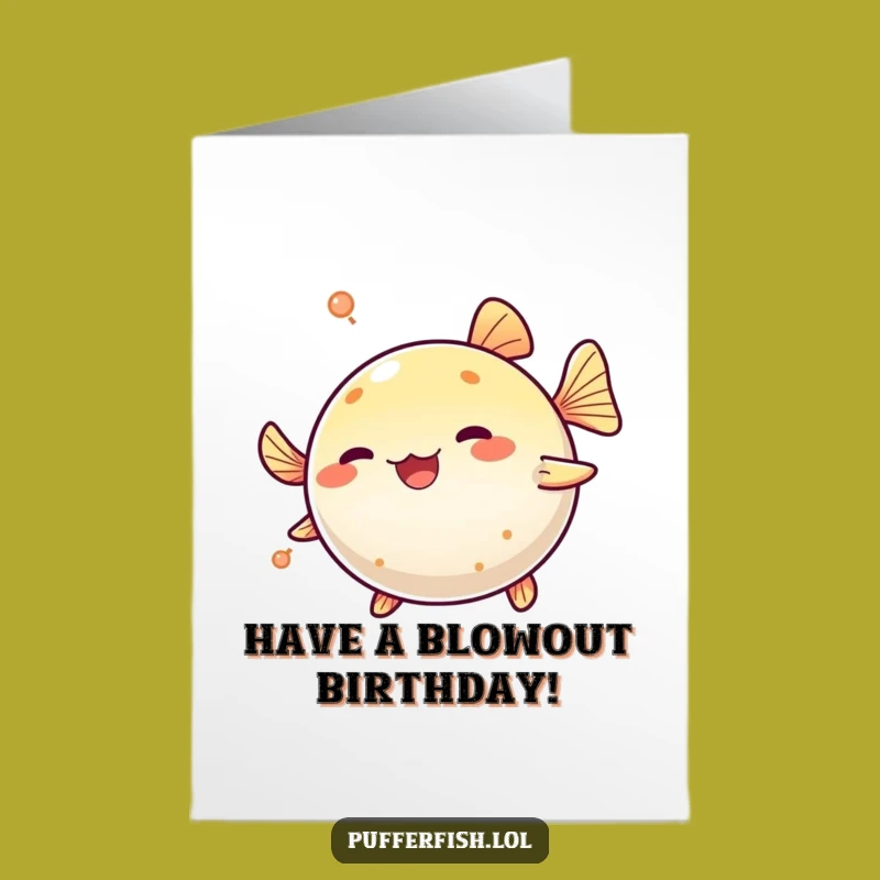 Free Printable Birthday Card: Funny Pufferfish Spin, Perfect Downloadable Gift