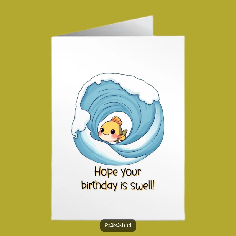 Free Printable Birthday Card: Shy Fish Peeking - Curious Funny Downloadable Gift