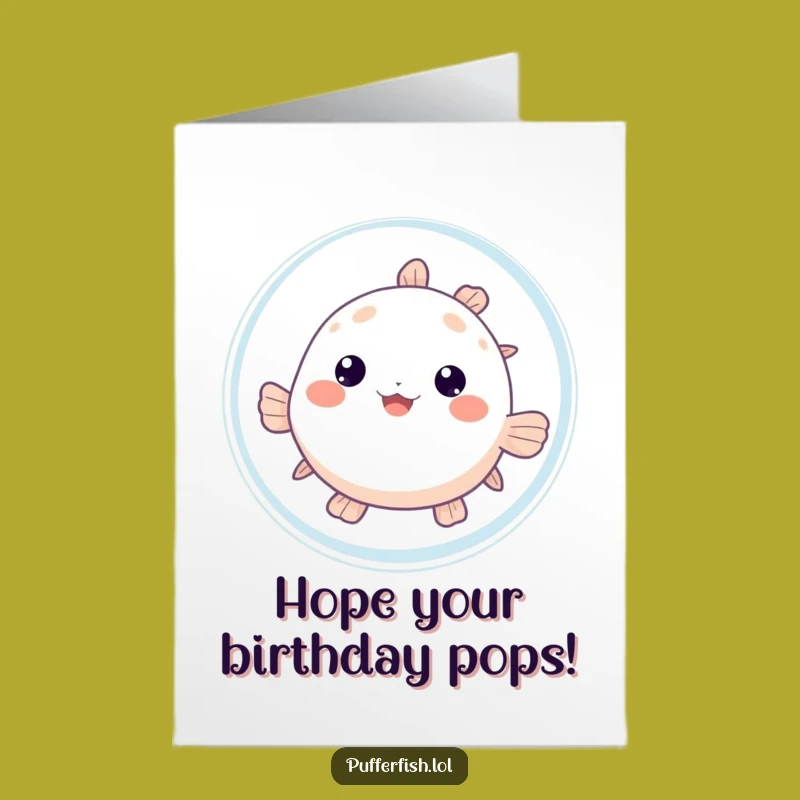 Free Printable Birthday Card: Shy Pufferfish Peek, Perfect Downloadable Gift