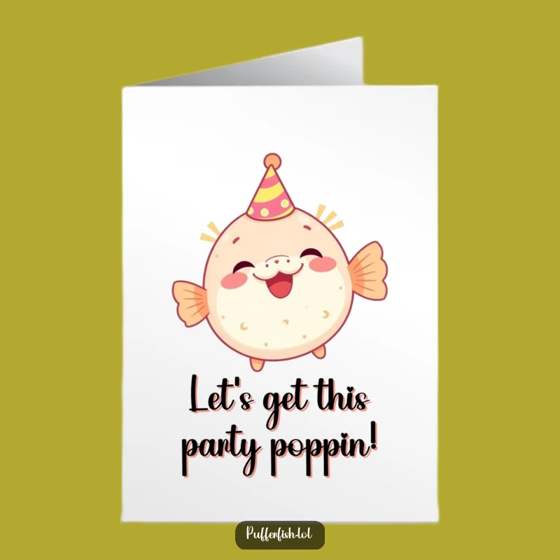 Free Printable Birthday Card: Party Pufferfish Giggles Funny Downloadable Gift