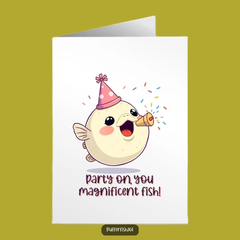 Free Printable Birthday Card: Party Pufferfish w/ Popper, Exciting Downloadable Gift