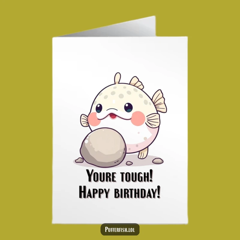 Free Printable Birthday Card: Determined Pufferfish Effort - Funny Downloadable Gift!