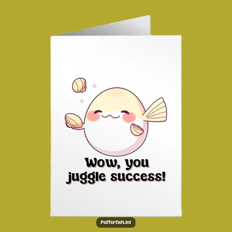 Free Printable Congrats Card: Juggling Pufferfish, Amazing Funny DIY Downloadable