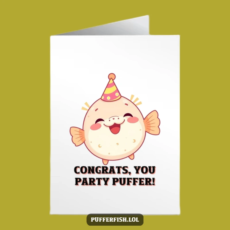 Free Printable Congrats Card: Party Pufferfish Celebration Downloadable Gift
