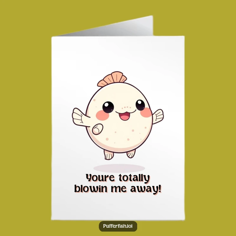 Free Printable Congrats Card: Pufferfish Dances for Your Big Win!