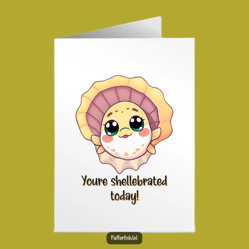Free Printable Congrats Card: Pufferfish Seashell Surprise - Humorous Downloadable
