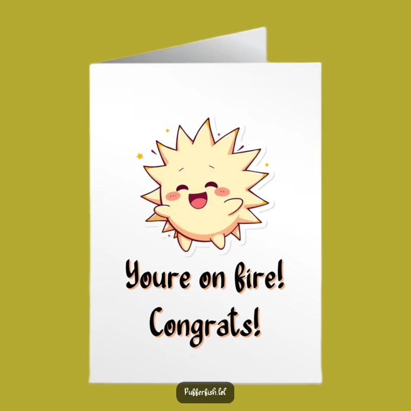 Free Printable Congrats Card: Spiky Character Spinning - Exciting Funny Downloadable Gift