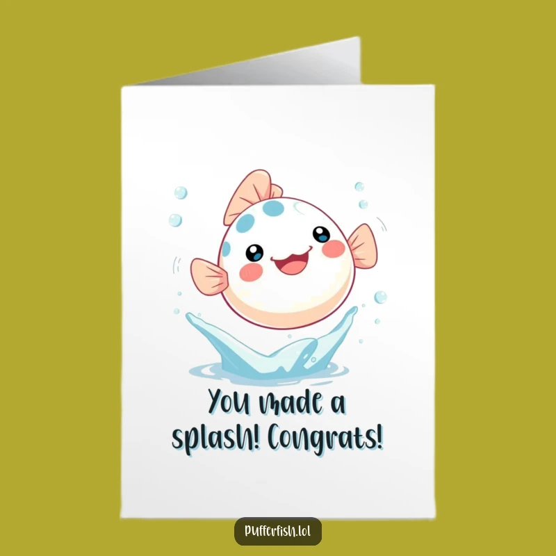 Free Printable Kawaii Pufferfish Congrats Card: Funny Splashy Achievement Downloadable!