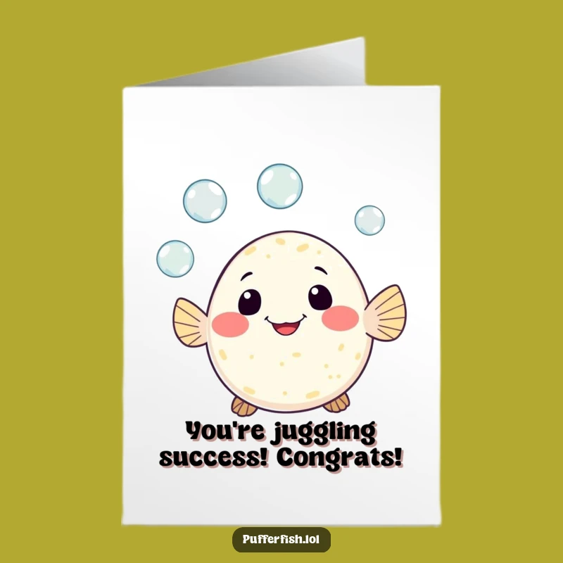 Free Printable Pufferfish Congratulations Card: Bubble Master, Humorous Downloadable Card for Great Achievements