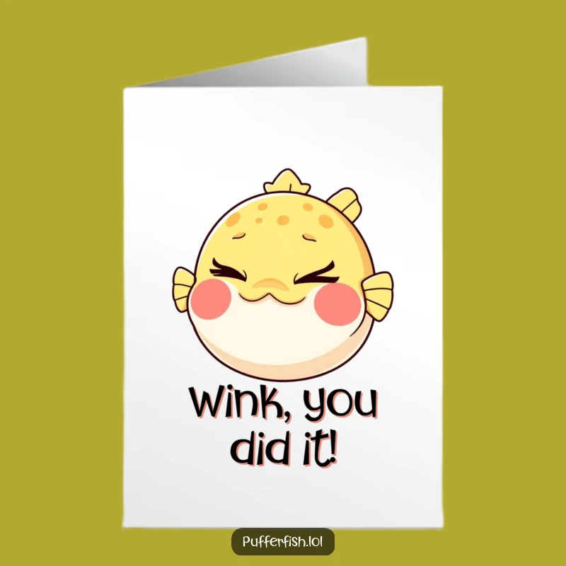 Free Printable Winking Pufferfish Congrats Card: Sassy Animal Art Download