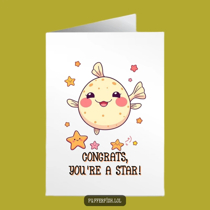 Printable Pufferfish Juggling Congratulations Card: Funny Free Downloadable Achievement