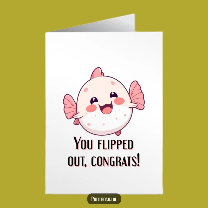 Free Printable Kawaii Pufferfish Congrats Card Wobbly Swim Funny Fish Downloadable