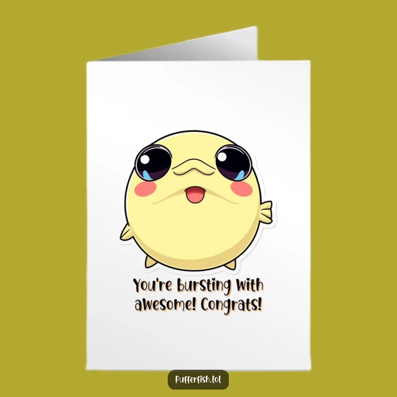 Free Printable Pufferfish Congratulations Card: Puffed Up Pride, Humorous Downloadable Card for Big Wins