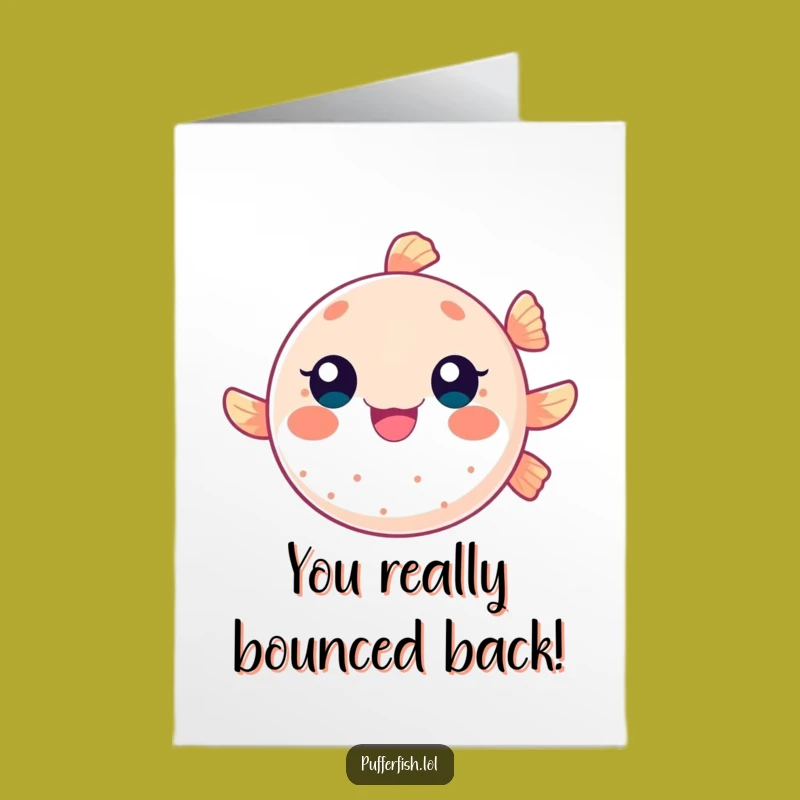 Free Printable Congrats Card: Bouncing Pufferfish Success Downloadable Gift