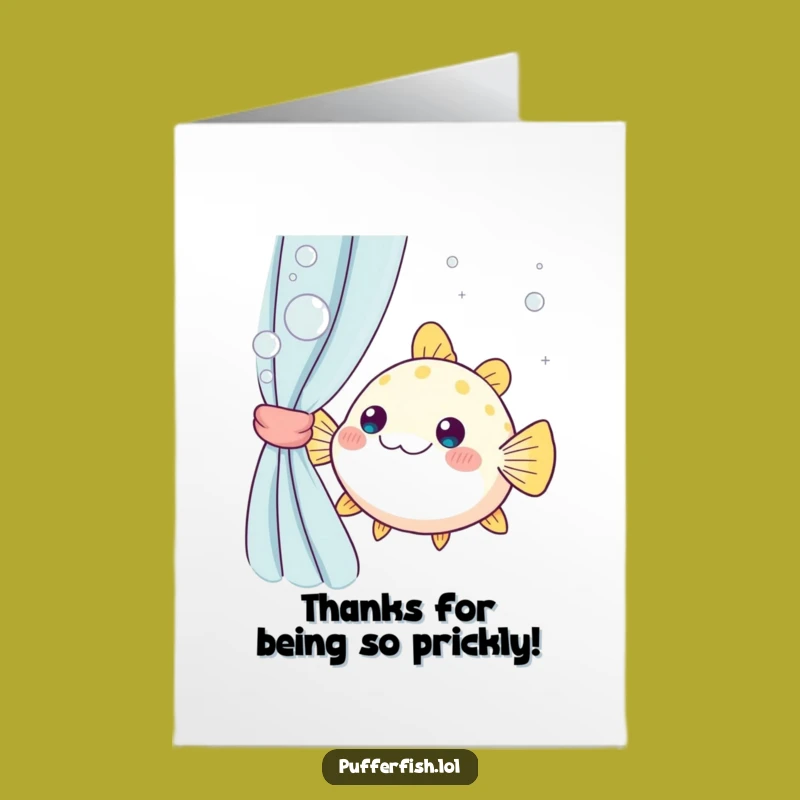Free Printable Kawaii Pufferfish Thank You Card Bubbling Gratitude Funny Fish Downloadable