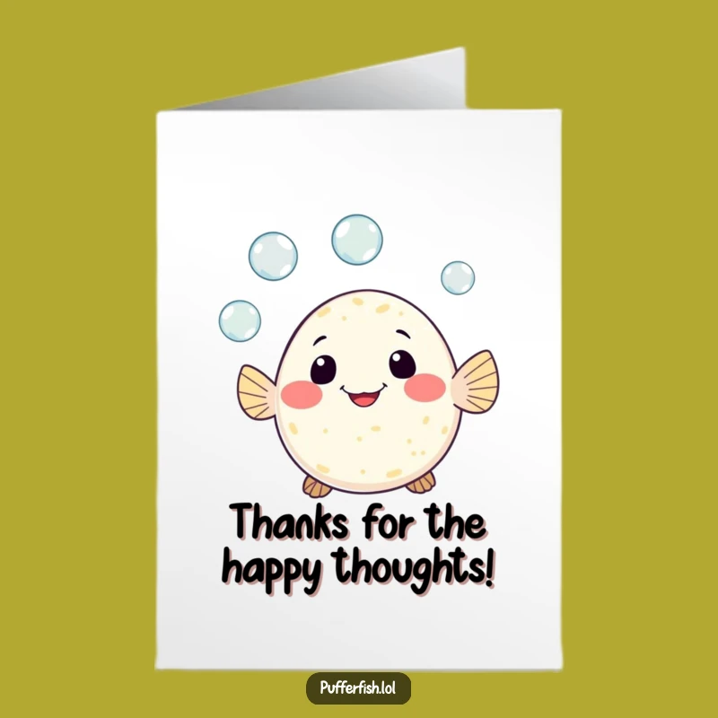 Free Printable Pufferfish Thank You Card: Bubble Thanks, Funny Downloadable Note for Gratitude
