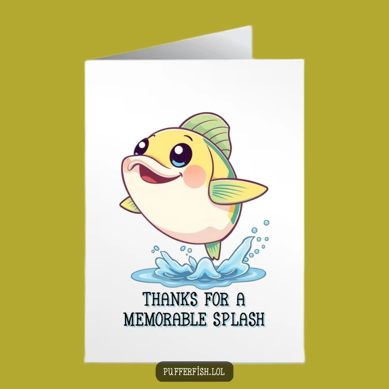 Free Printable Thank You Card: Cheerful Fish Leaping - Grateful Funny Downloadable Gift