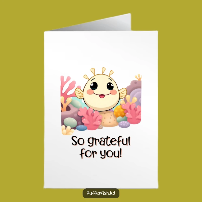 Free Printable Thank You Card: Curious Pufferfish Downloadable Greeting