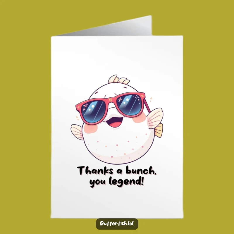 Free Printable Thank You Card: Giggling Pufferfish in Sparkly Sunglasses, Charming Downloadable Gift