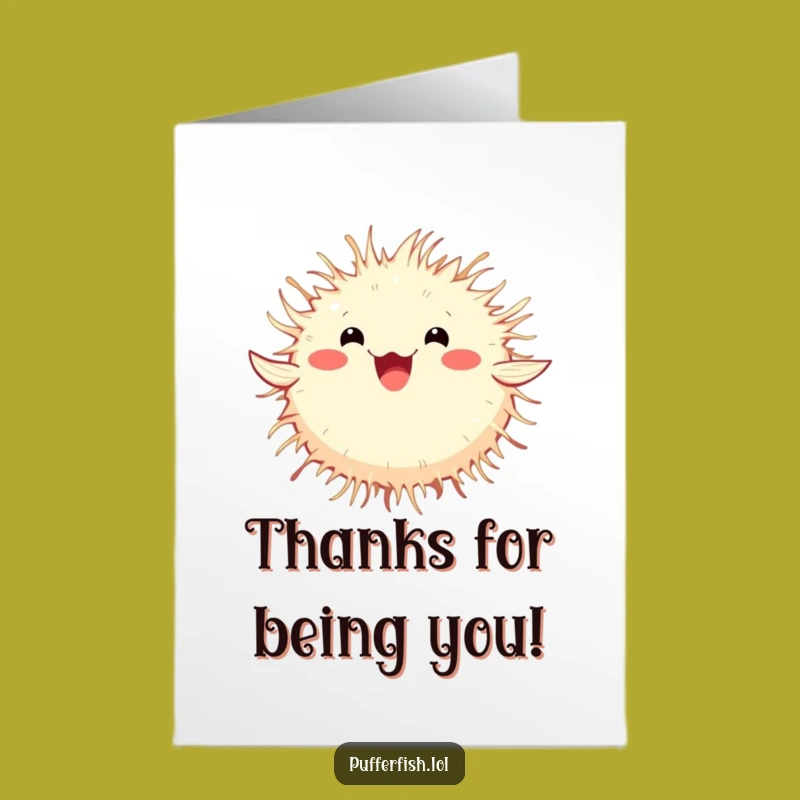 Free Printable Thank You Card: Happy Pufferfish Spinning Downloadable Gift