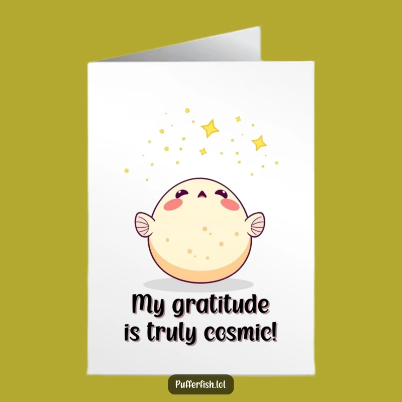 Free Printable Thank You Card: Pufferfish Starry Wonder - Downloadable Gratitude