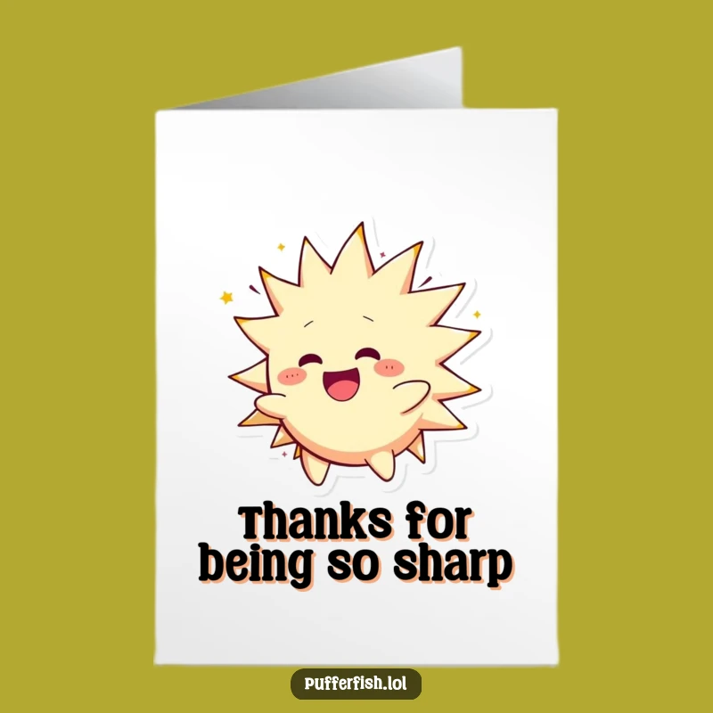 Free Printable Thank You Card: Spiky Character Spinning - Fun Funny Downloadable Gift