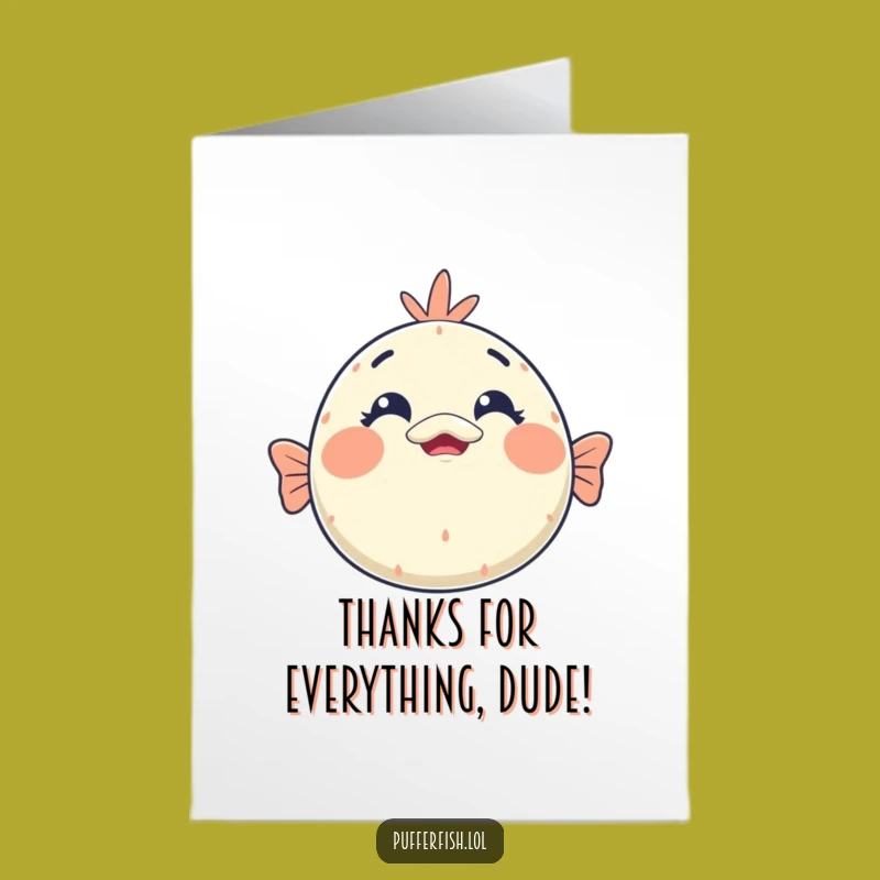 Free Printable Thank You Card: Surprised Kawaii Pufferfish For Your Gratitude