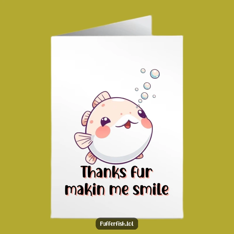 Free Printable Thank You Pufferfish Card: Playful Bubbles Gratitude Downloadable