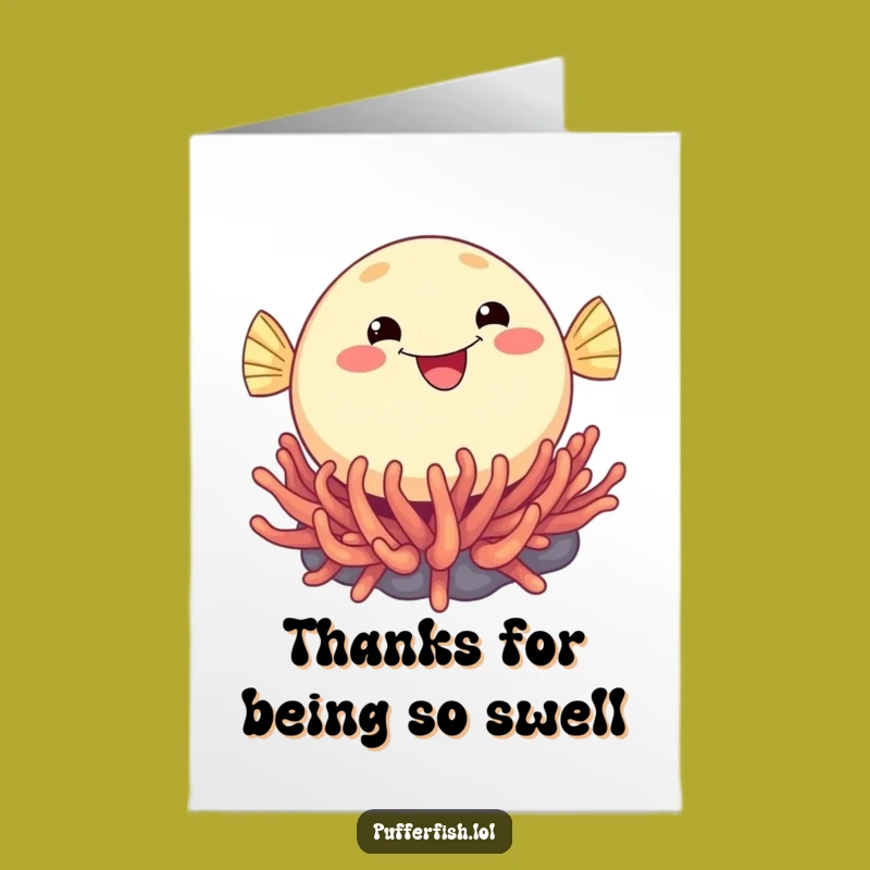 Free Printable Thank You Card: Bouncing Pufferfish for a Grateful Downloadable Gift