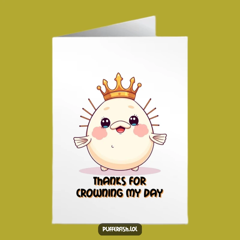 Free Printable Thank You Card: Pufferfish Crown Balance, Gracias Funny DIY Downloadable