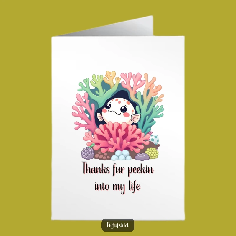 Free Printable Thank You Pufferfish Card: Curious Coral Gratitude Downloadable