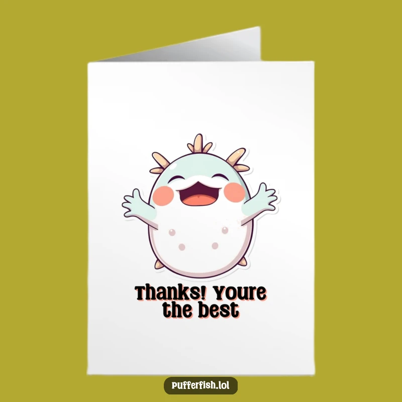 Free Printable Thank You Card: Sleepy Pufferfish Yawn, Downloadable Appreciation Gift