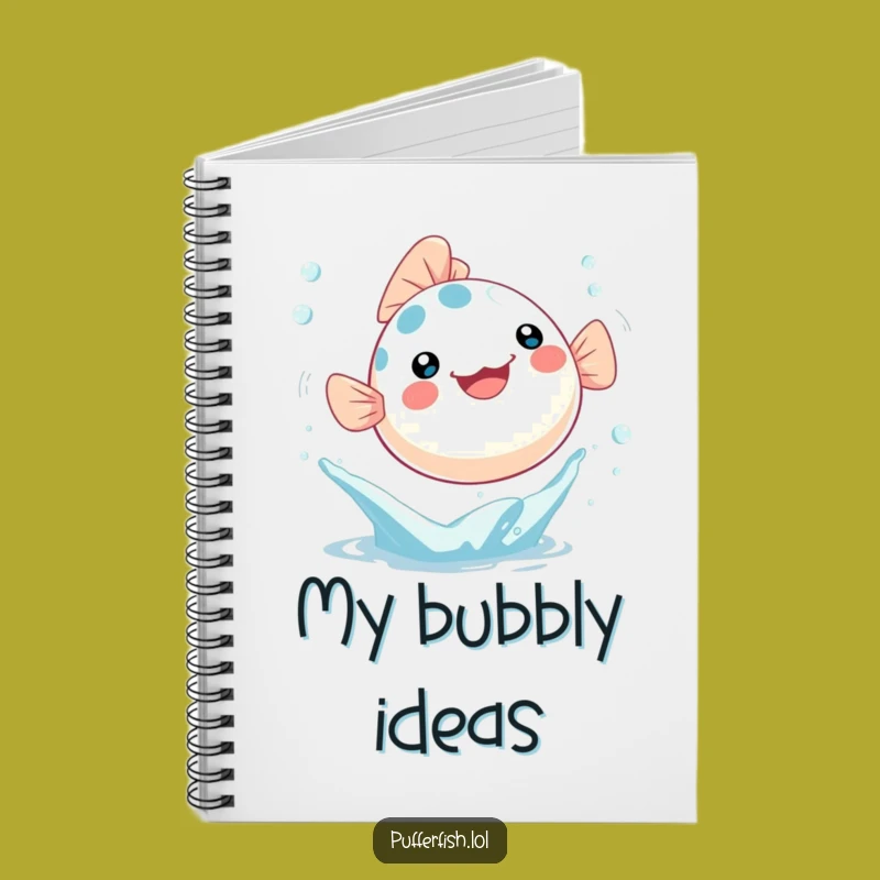 Funny Kawaii Pufferfish Notebook - Leaping Journal, Perfect Humorous Gift!