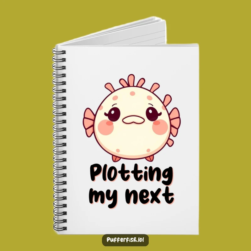 Funny Kawaii Pufferfish Notebook: Surprised Fish Journal with Mischievous Notes