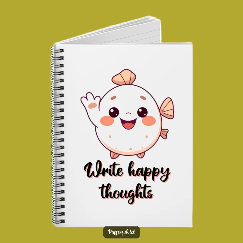 Funny Kawaii Pufferfish Notebook: Waving Fish Journal for Cheerful Notes