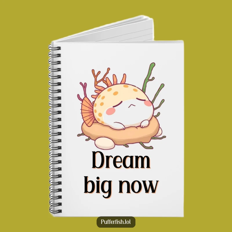 Funny Napping Pufferfish Notebook - Jot Down Peaceful Thoughts, Ideal Funny Gift