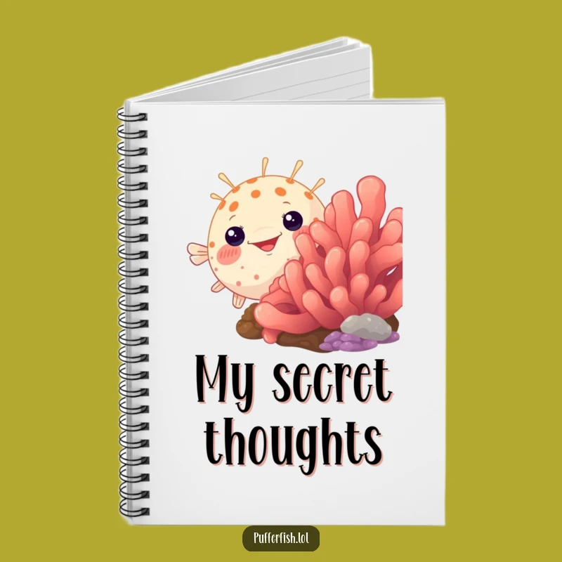 Funny Peek-a-Boo Pufferfish Notebook: Coral Hiding Journal, Your Perfect Funny Gift