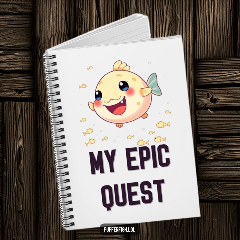 Funny Pufferfish Joy Notebook: A lined notebook with a funny pufferfish joyfully chasing a school of tiny, shimmering fish on the cover.