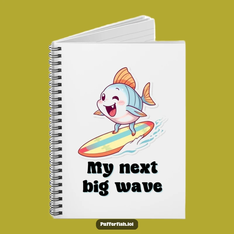 Funny Surfing Fish Notebook: Journal Ocean Rider, Perfect Humorous Gift for Dreamers