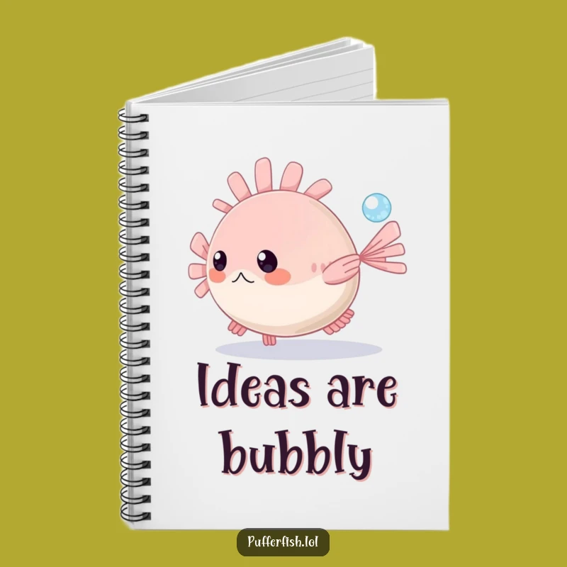 Funny Pufferfish Bubble Chase Notebook - Jot Down Laughs, Ideal Funny Gift