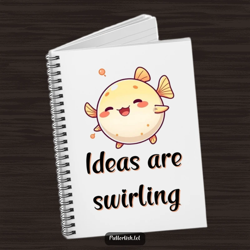Funny Pufferfish Spinning Notebook: A cute pufferfish playfully spins in a circle, ready to inspire your notes and drawings.