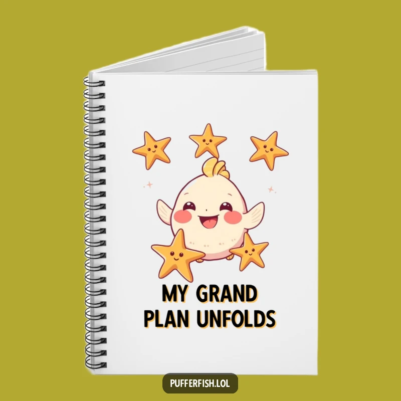 Funny Puffy Fish Juggling Starfish Notebook - Jot Down Your Hilarious Ideas