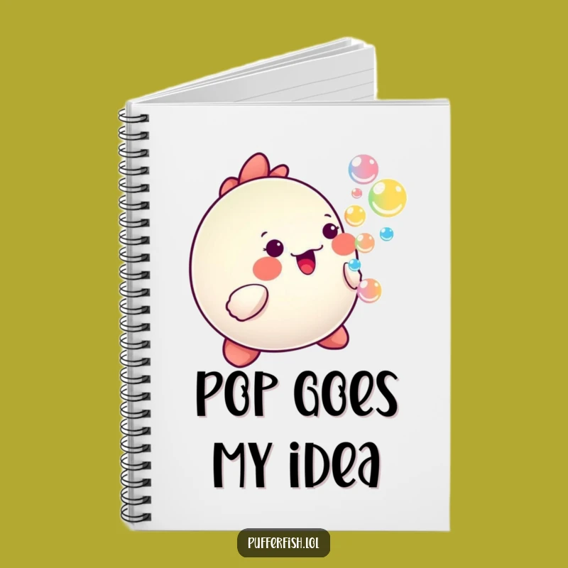 Funny Happy Pufferfish Bubble Notebook - Kawaii Cartoon Journal - Cheerful Stationery Gift
