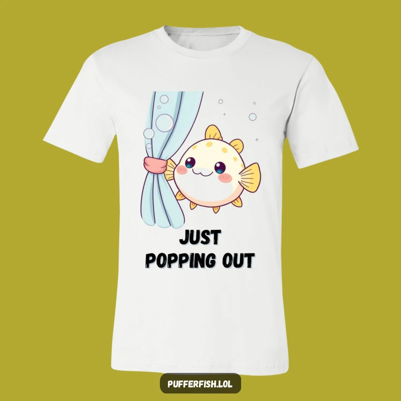 Funny Kawaii Pufferfish Peek T-Shirt: Hilarious Under the Sea Outfit Gift