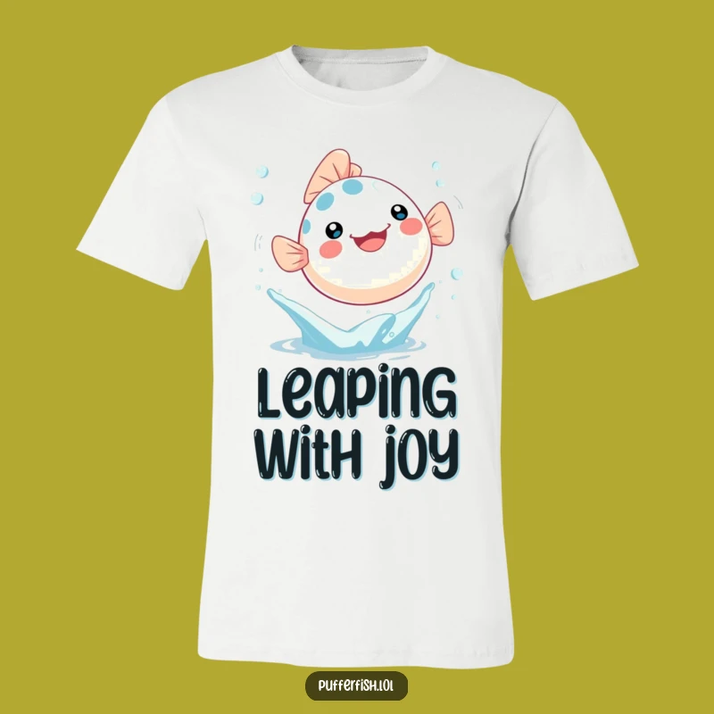 Funny Kawaii Pufferfish T-Shirt - Leaping Character, Amazing Humorous Gift!